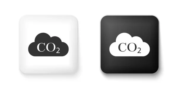 Emisiones Co2 Blanco Negro Icono Nube Aislado Sobre Fondo Blanco — Vector de stock