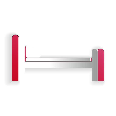 Kağıt kesiği Hastane Yatak ikonu beyaz arka planda izole edilmiş. Kağıt sanatı tarzı. Vektör.