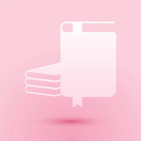 Taglio Carta Icona Del Libro Isolata Sfondo Rosa Stile Cartaceo — Vettoriale Stock