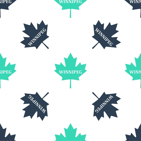 Gröna Kanadensiska Lönnlöv Med Stadens Namn Winnipeg Ikon Isolerade Sömlösa — Stock vektor