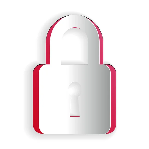 ペーパーカット白い背景に隔離されたロックアイコン 南京錠のサイン セキュリティ 安全性 プライバシーの概念 紙のアートスタイル ベクトル — ストックベクタ