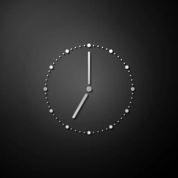 Icono Del Reloj Plata Aislado Sobre Fondo Negro Símbolo Tiempo — Vector de stock