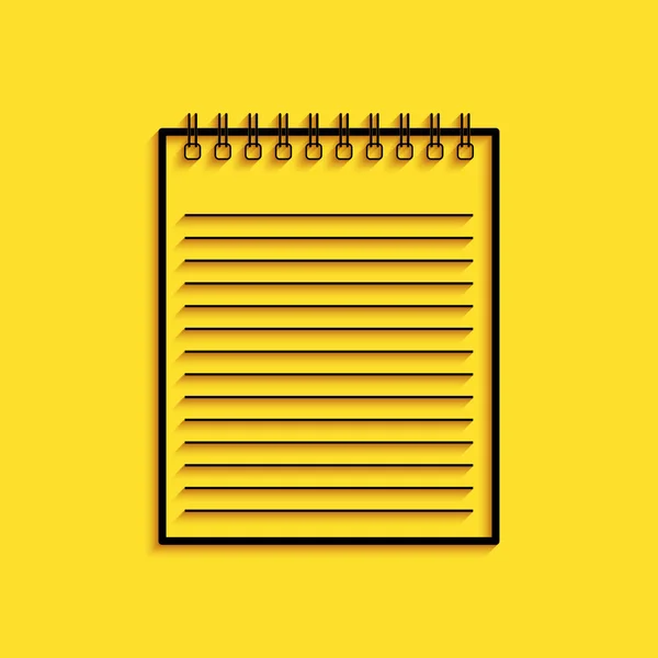 Μαύρο Εικονίδιο Notebook Απομονώνονται Κίτρινο Φόντο Εικονίδιο Σπειροειδούς Σημειώματος Σχολικό — Διανυσματικό Αρχείο