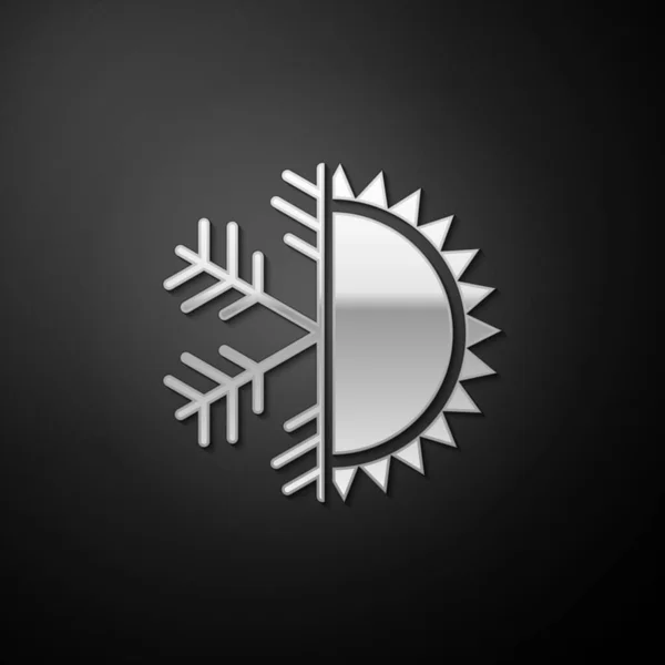 Argent Symbole Chaud Froid Icône Soleil Flocon Neige Isolée Sur — Image vectorielle