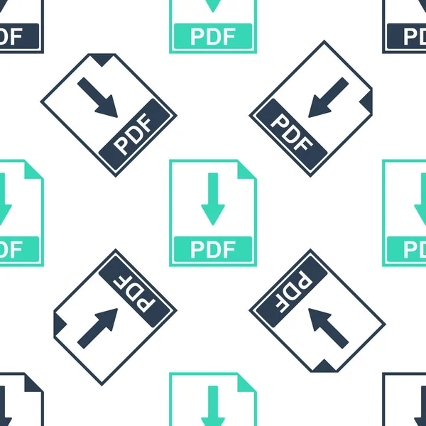 Ícone Documento Arquivo Pdf Verde Isolado Padrão Sem Costura Fundo — Vetor de Stock