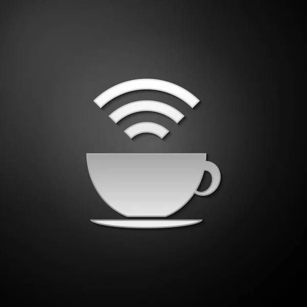 Silver Cup Cafetería Con Icono Zona Wifi Gratis Aislado Sobre — Vector de stock