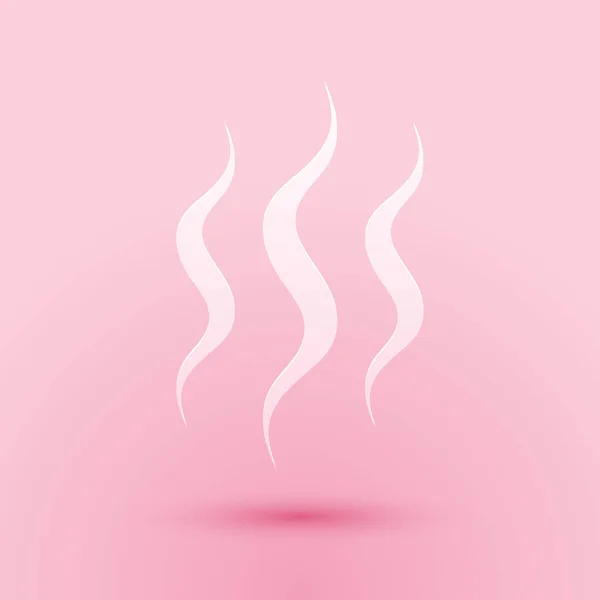 在粉红色背景上孤立的剪纸蒸汽图标 造纸艺术风格 — 图库矢量图片