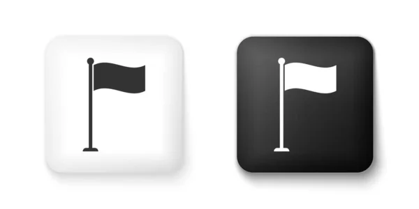 Zwart Wit Vlagpictogram Geïsoleerd Witte Achtergrond Locatiemarkering Symbool Vierkant Vector — Stockvector