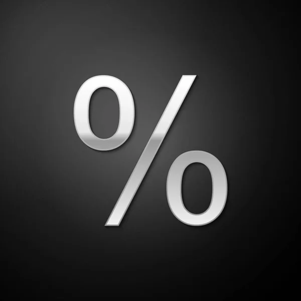 Plata Porcentaje Símbolo Icono Descuento Aislado Sobre Fondo Negro Porcentaje — Vector de stock