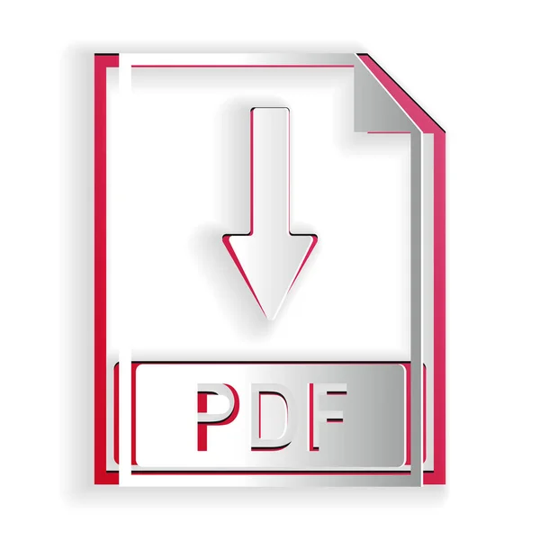 Papier Gesneden Pdf Bestand Document Pictogram Geïsoleerd Witte Achtergrond Pdf — Stockvector