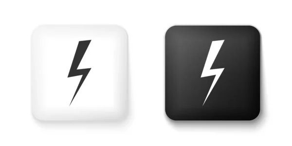 Icono Rayo Blanco Negro Aislado Sobre Fondo Blanco Icono Flash — Vector de stock