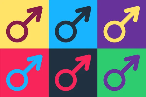 Pop Art Icono Símbolo Género Masculino Aislado Fondo Color Vector — Archivo Imágenes Vectoriales