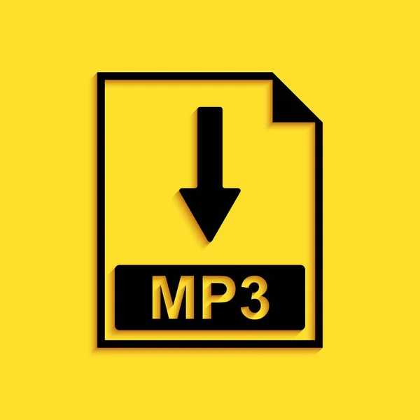 Піктограма Файла Документа Чорного Mp3 Звантажити Піктограму Кнопок Mp3 Ізольовано — стоковий вектор