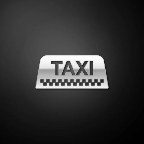 Ezüst Taxi Autó Tető Jel Ikon Elszigetelt Fekete Háttér Hosszú — Stock Vector