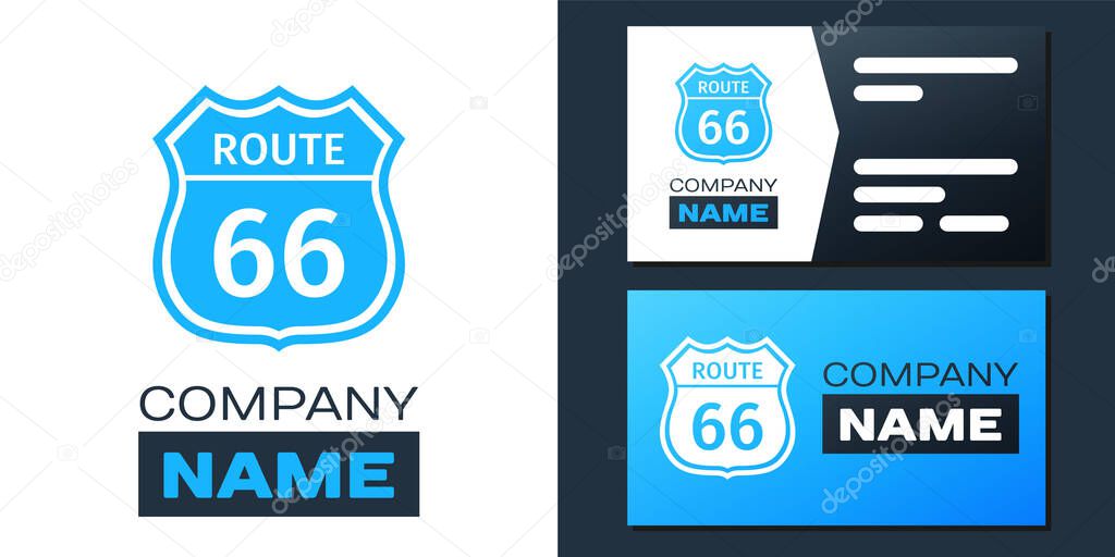 Logotype American road icon isolated on white background. Route sixty six road sign. Logo design template element. Vector.