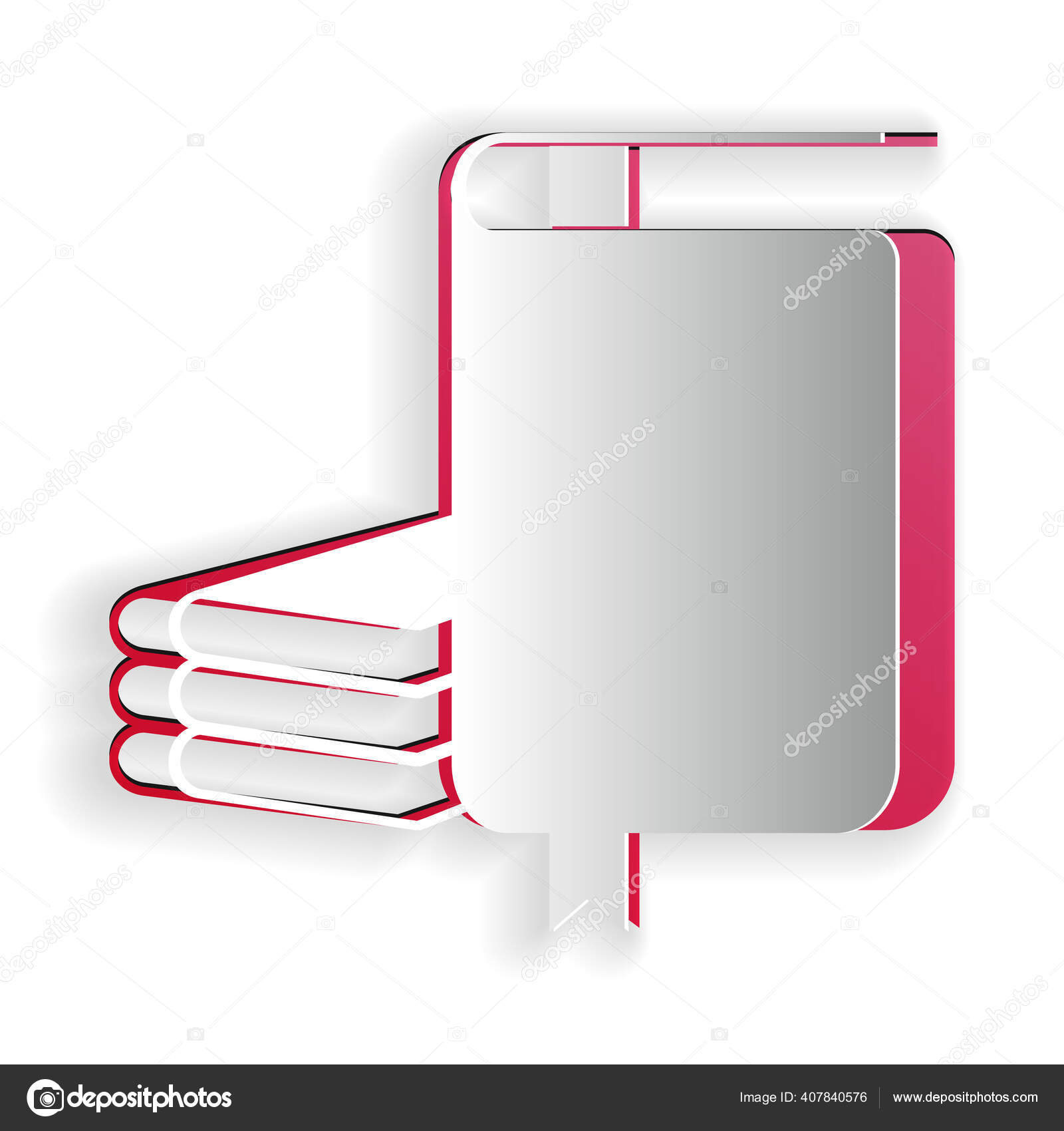 Paper Cut Book Icon Isolated White Background Paper Art Style Stok Vektor C Mingirov Gmail Com 407840576