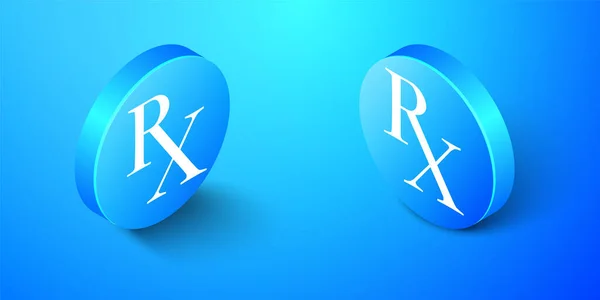 Izometrikus Medicine Szimbólum Vényköteles Ikon Elszigetelt Kék Alapon Kék Kör — Stock Vector