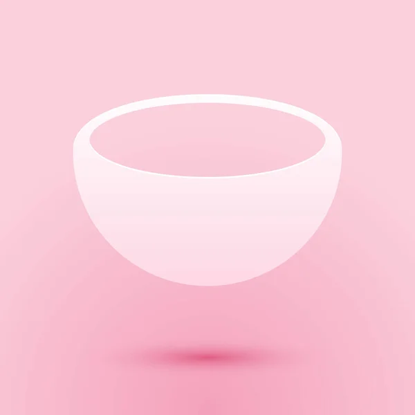 Papel Cortado Ícone Bowl Isolado Fundo Rosa Estilo Arte Papel — Vetor de Stock