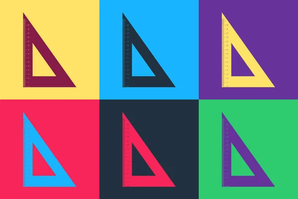 Pop Art Dreieckiges Lineal Symbol Isoliert Auf Farbigem Hintergrund Geradliniges — Stockvektor