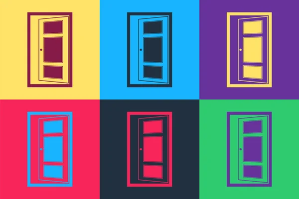 Pop Art Open Kapı Simgesi Renk Arkaplanda Izole Edildi Vektör — Stok Vektör