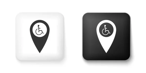 Czarno Biały Niepełnosprawny Handicap Ikonie Wskaźnik Mapy Izolowane Białym Tle — Wektor stockowy