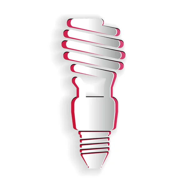 Papierschnitt Energiesparlampen Symbol Isoliert Auf Weißem Hintergrund Papierkunst Vektor — Stockvektor