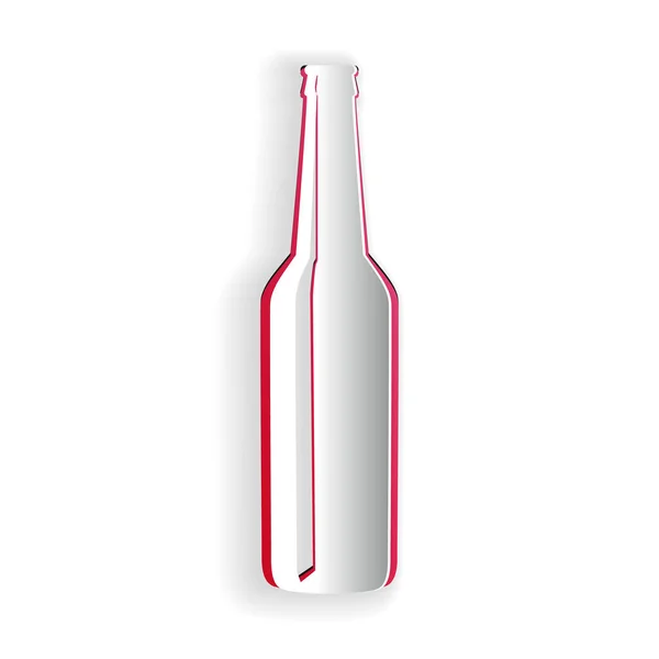 Papiergeschnittenes Bierflaschen Symbol Isoliert Auf Weißem Hintergrund Papierkunst Vektor — Stockvektor