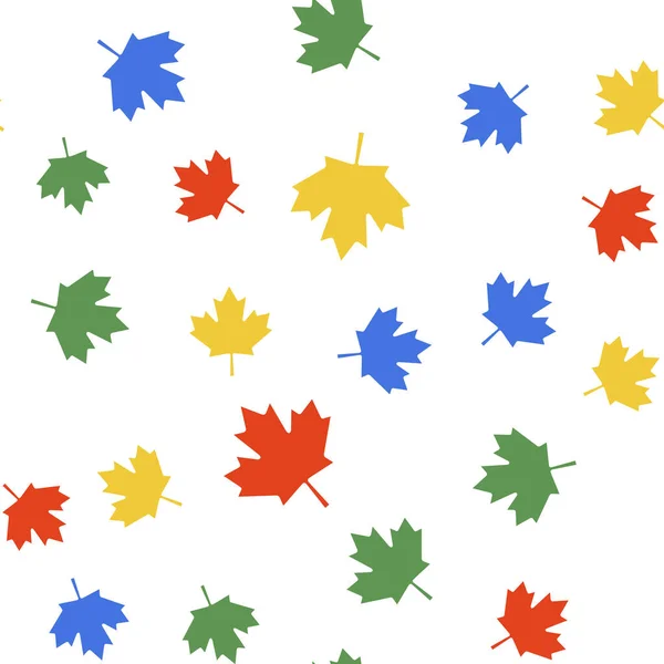 Color Canadian Maple Leaf Icon Isolated Seamless Pattern White Background — Stock Vector