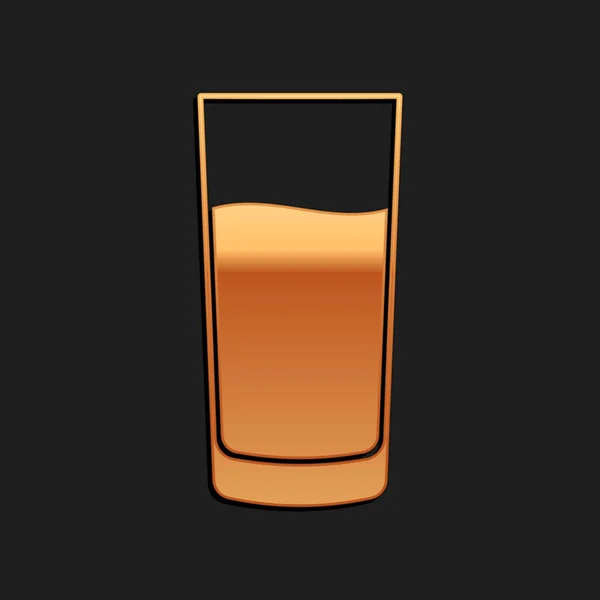 Goud Glas Met Water Pictogram Geïsoleerd Zwarte Achtergrond Natriumglas Lange — Stockvector