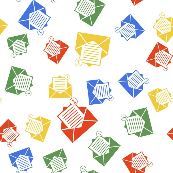 颜色接收消息的概念 信封图标在白色背景上隔离无缝图案 电子邮件进来的消息 Sms 邮件递送服务 — 图库矢量图片