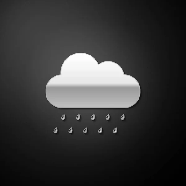 Silver Cloud Rain Icon Isolated Black Background Rain Nimbus Cloud — Stock Vector