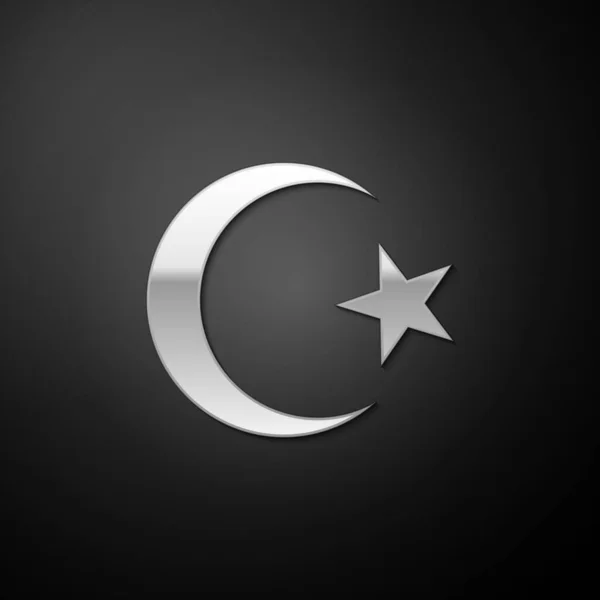 Estrella Plata Media Luna Símbolo Del Icono Del Islam Aislado — Archivo Imágenes Vectoriales