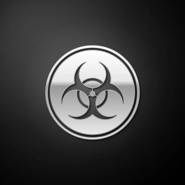 Символ Silver Biohazard Выделен Черном Фоне Длинный Стиль Тени Вектор — стоковый вектор