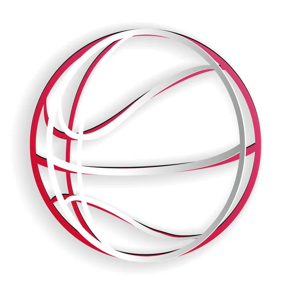 Иконка Баскетбольного Мяча Вырезана Бумагой Белом Фоне Спортивный Символ Бумажный — стоковый вектор