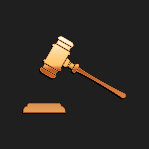 Χρυσό Εικονίδιο Δικαστή Gavel Απομονώνονται Μαύρο Φόντο Gavel Για Την — Διανυσματικό Αρχείο