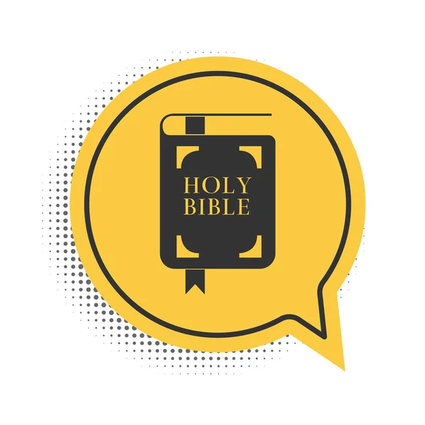 Icona Del Libro Della Sacra Bibbia Nera Isolata Sfondo Bianco — Vettoriale Stock