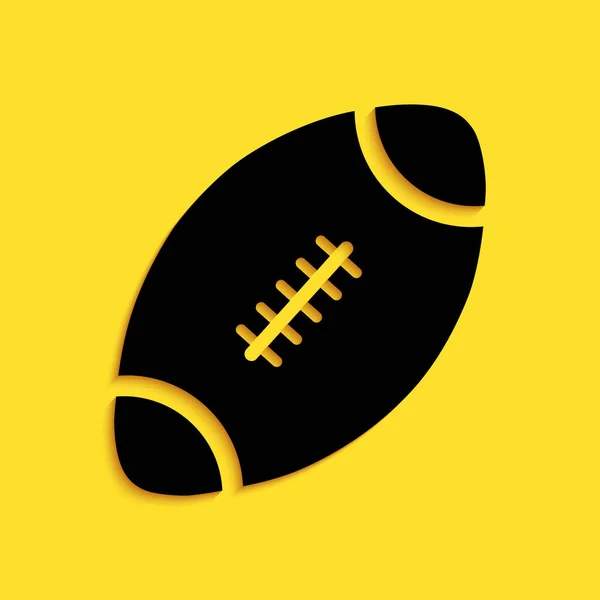 Ícone Bola Futebol Americano Preto Isolado Fundo Amarelo Estilo Sombra — Vetor de Stock