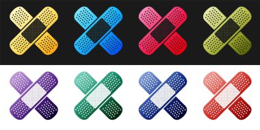 Bandaj alçı simgesini siyah ve beyaz arkaplanda izole et. Tıbbi alçı, yapıştırıcı bandaj, esnek kumaş bandajı. Vektör.