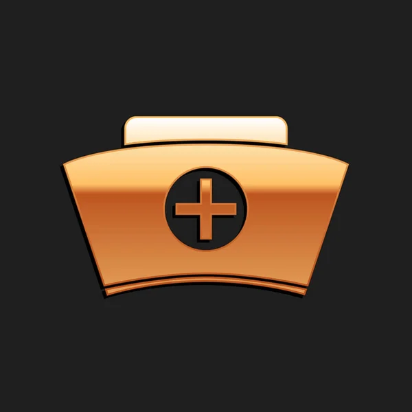 Goldfarbener Schwesternhut Mit Kreuzsymbol Auf Schwarzem Hintergrund Mützenschild Für Medizinische — Stockvektor