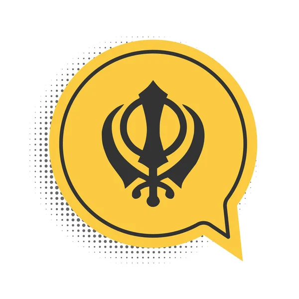 Black Sikhism Religione Icona Simbolo Khanda Isolato Sfondo Bianco Simbolo — Vettoriale Stock
