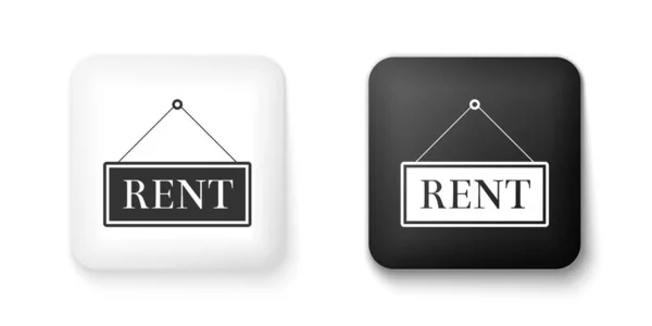 Black White Hanging Sign Text Rent Icon Isolated White Background — Stock Vector