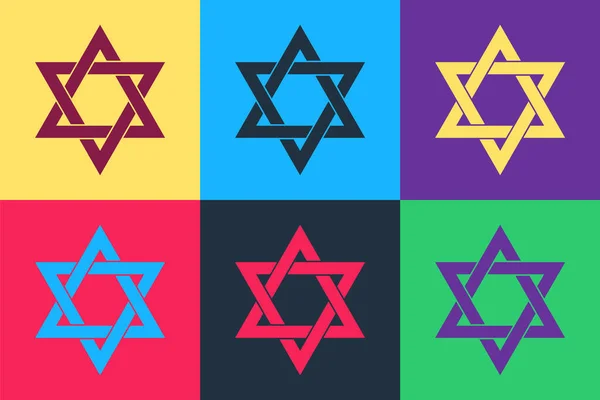 Pop Art Star David Icon Isolated Color Background Jewish Religion — Stock Vector