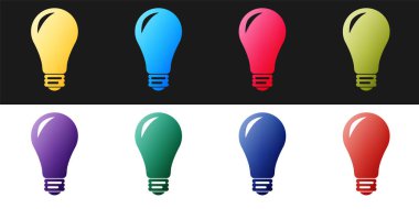 Ampul simgesini siyah ve beyaz arkaplanda izole et. Enerji ve fikir sembolü. Lamba elektrikli. Vektör.