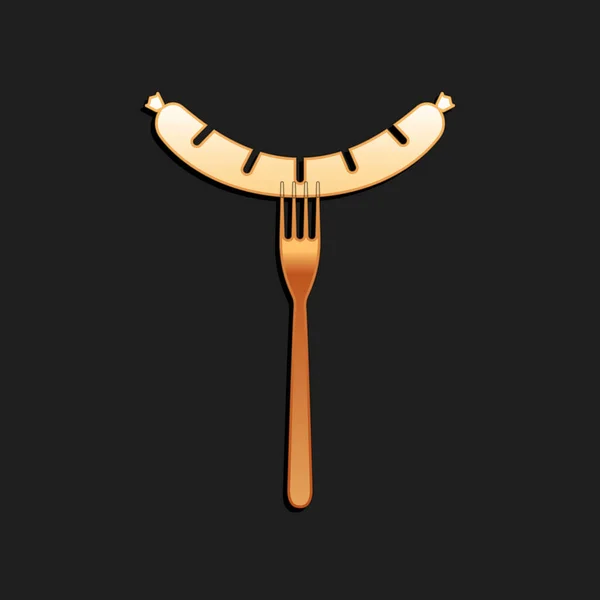 Saucisse Sur Fourchette Avec Icône Vapeur Isolée Sur Fond Noir — Image vectorielle