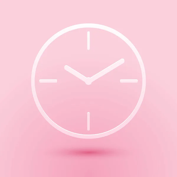 Icono Reloj Corte Papel Aislado Sobre Fondo Rosa Símbolo Tiempo — Vector de stock