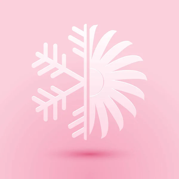 Papier Découpé Icône Climatiseur Isolé Sur Fond Rose Style Art — Image vectorielle
