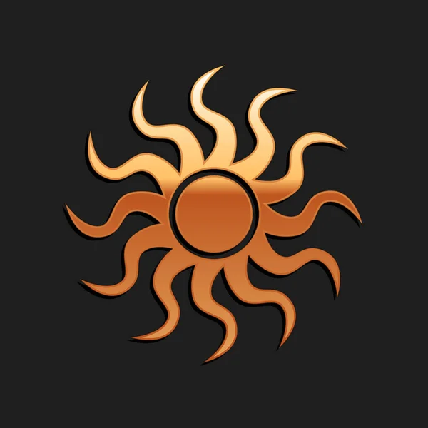 Icono Gold Sun Aislado Sobre Fondo Negro Estilo Sombra Larga — Archivo Imágenes Vectoriales