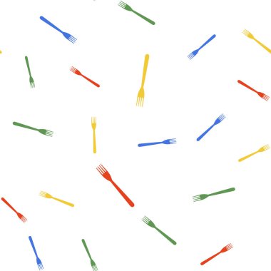 Renkli Çatal simgesi beyaz arkaplanda izole edilmiş kusursuz desen. Vektör.