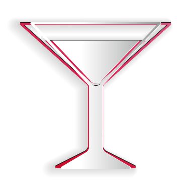 Kağıt kesiği Martini cam ikonu beyaz arka planda izole edilmiş. Kokteyl ikonu. Şarap kadehi ikonu. Kağıt sanatı tarzı. Vektör.