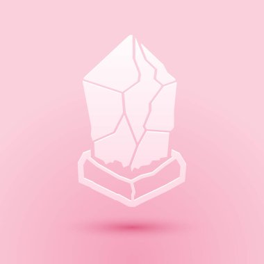 Kağıt kesiği Kripto para birimi Ethereum klasik ETC simgesi pembe arka planda izole. Dijital para birimi. Engelleme zinciri tabanlı güvenli kripto para birimi. Kağıt sanatı tarzı. Vektör.